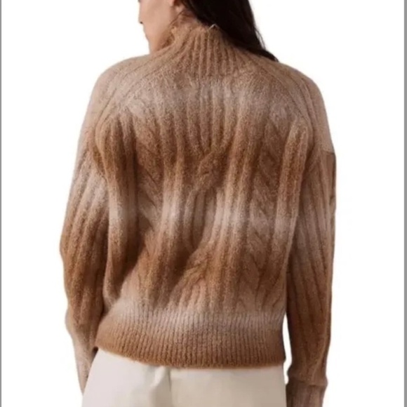 BANANA REPUBLIC Mock Neck Spacedye Cableknit Alpaca Blend Petit L/G - Picture 13 of 13
